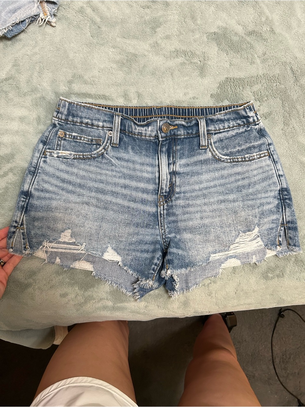 aerie Distressed Light Wash Denim Jean Shorts